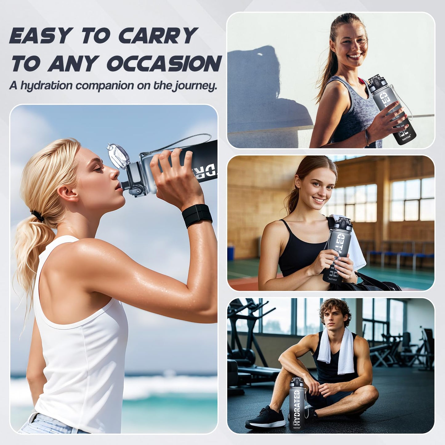 16oz Motivational Water Bottle with Time Marker
