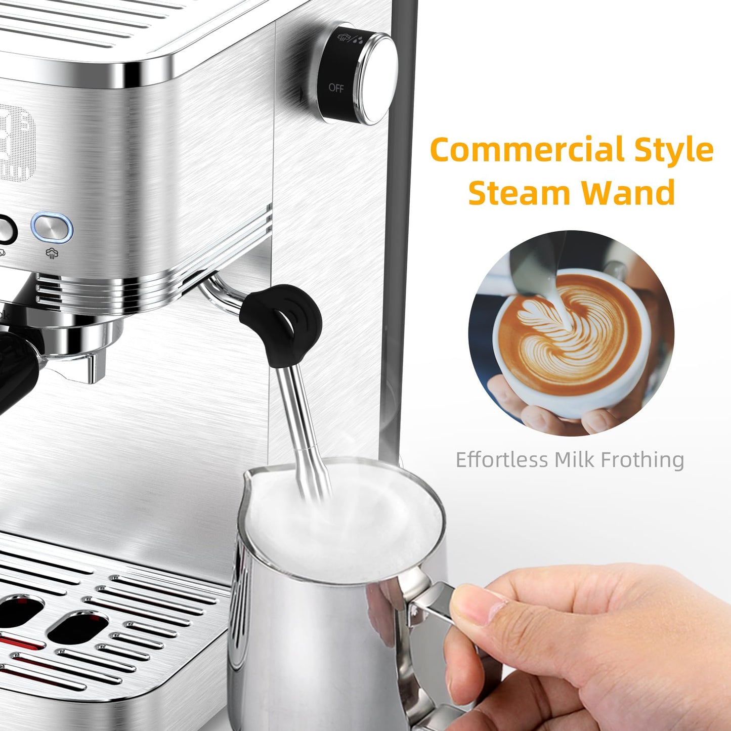 Espresso Machine with Milk Frother and Hot Water
