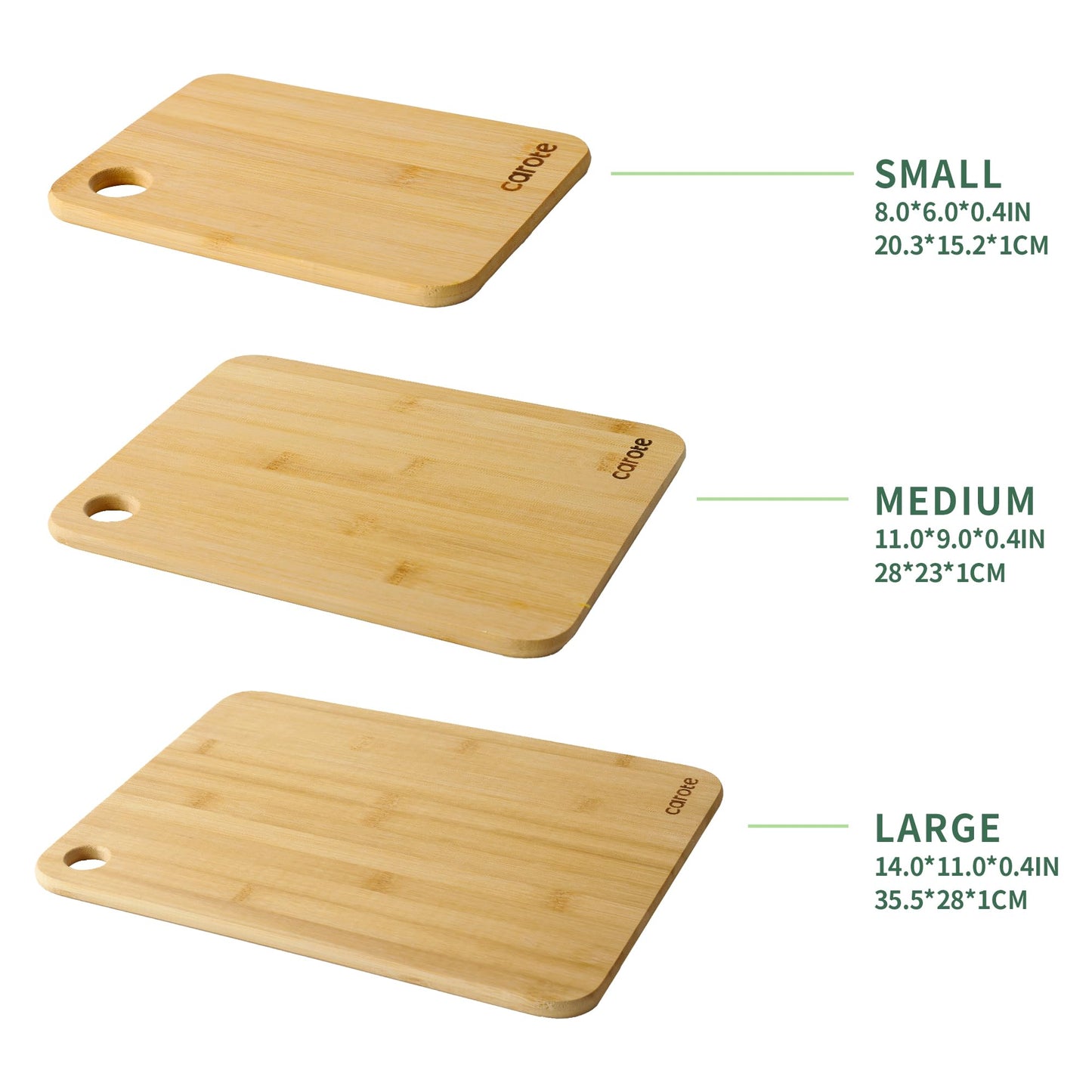 3pcs Bamboo Cutting Boards by CAROTE