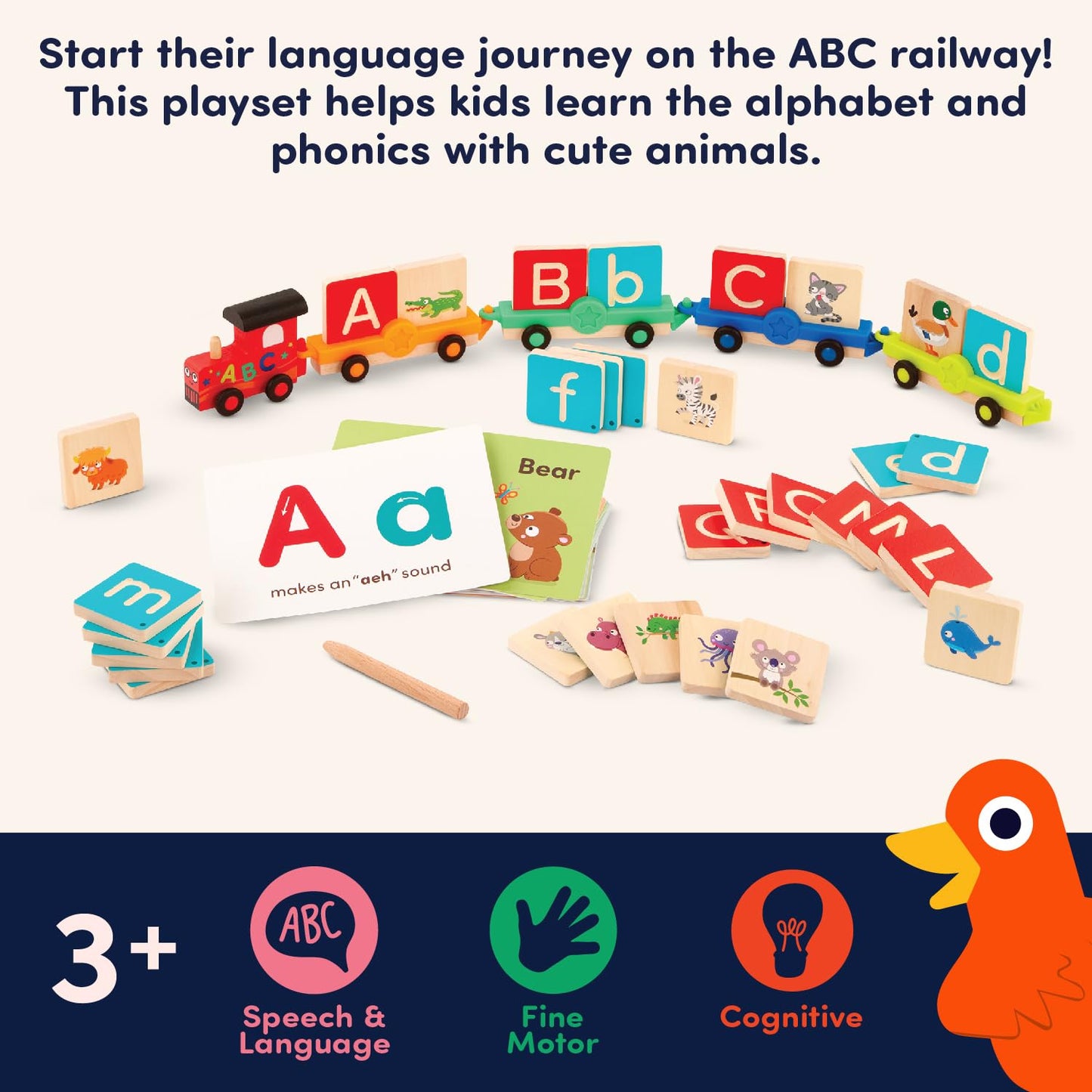 Battat Education Wooden Alphabet Train Set 84 Pieces