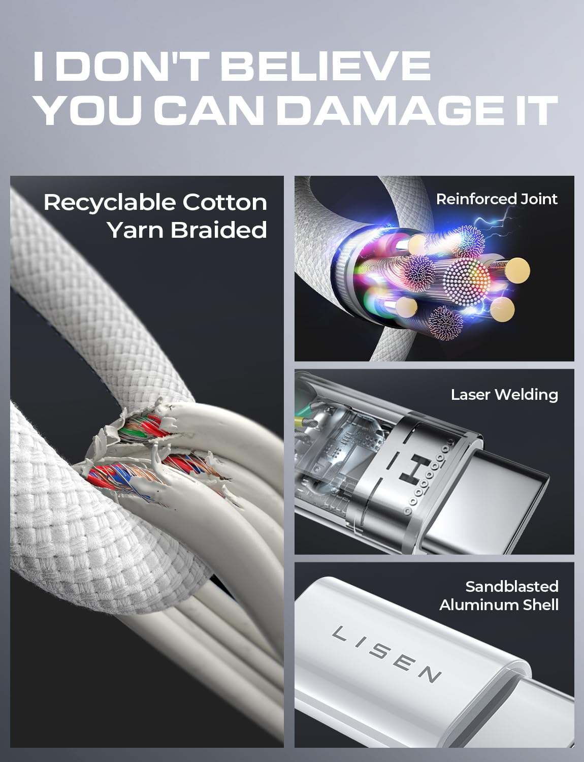LISEN 60W USB C Fast Charging Cable 3Pack