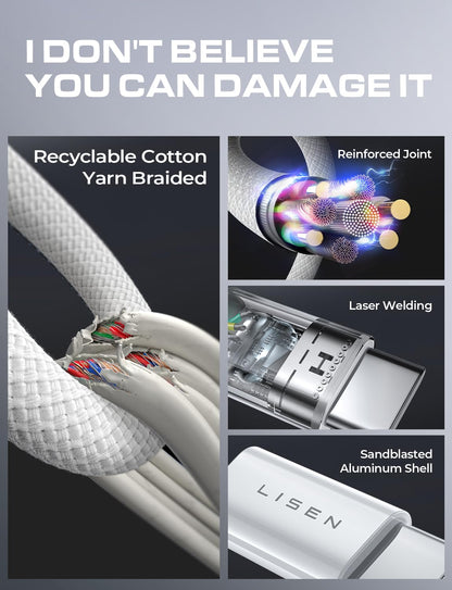 LISEN 60W USB C Fast Charging Cable 3Pack