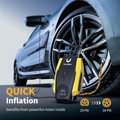Portable Tire Inflator with Auto Shutoff & LED Light