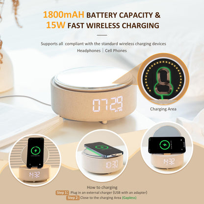 Bluetooth Speaker Alarm Clock with Wireless Charger