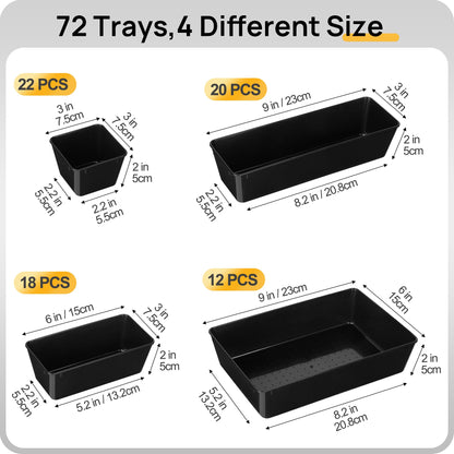 Vtopmart 72 PCS Plastic Drawer Organizers Set