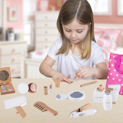 Wooden Makeup Toy Set for Toddler Girls