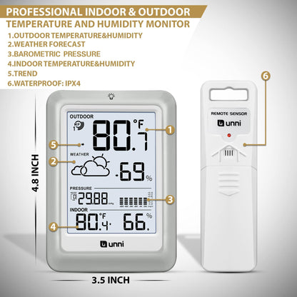 Wireless Weather Station with 330ft Range Sensor