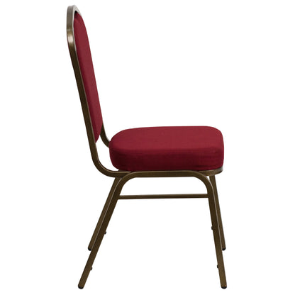 Flash Furniture Hercules Series Crown Back Stacking Banquet Chair, Set of 4, Burgundy Fabric/Gold Vein Frame