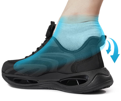 LARNMERN Steel Toe Shoes Men Breathable Work Sneakers Safety Lightweight Comfortable Tennis Shoe Indestructible Sneaker(10 Men, Black)