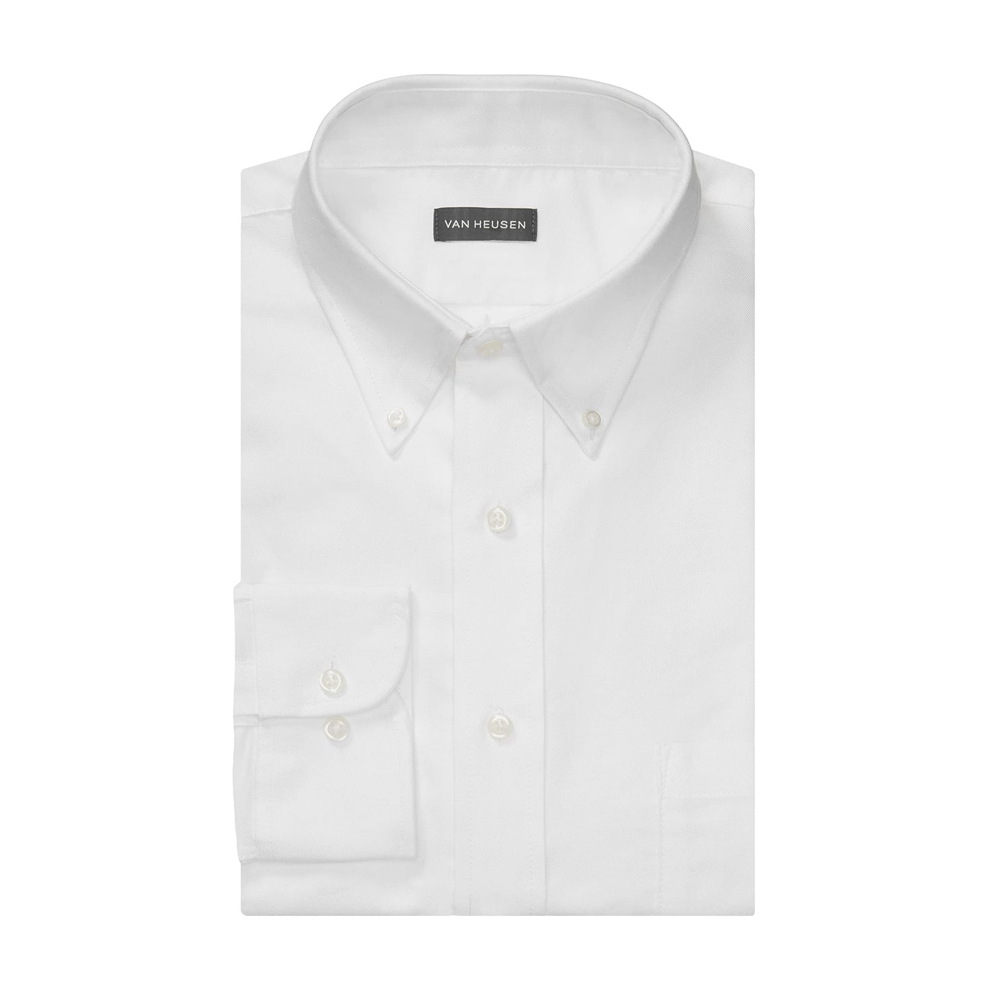 Van Heusen Men's Dress Shirt Regular Fit Oxford Solid, White, 16.5"-17" Neck 34"-35" Sleeve
