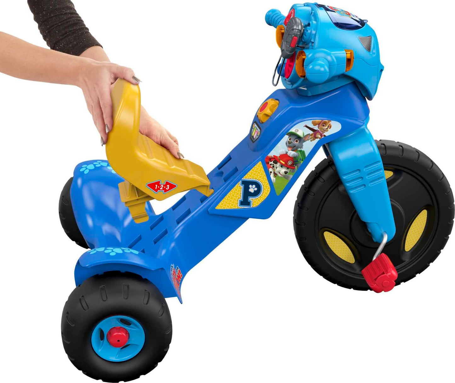 Fisher-Price PAW Patrol Toddler Tricycle Lights & Sounds Trike Toy Bike with Handlebar Grips & Storage for Preschool Kids Ages 2+ Years