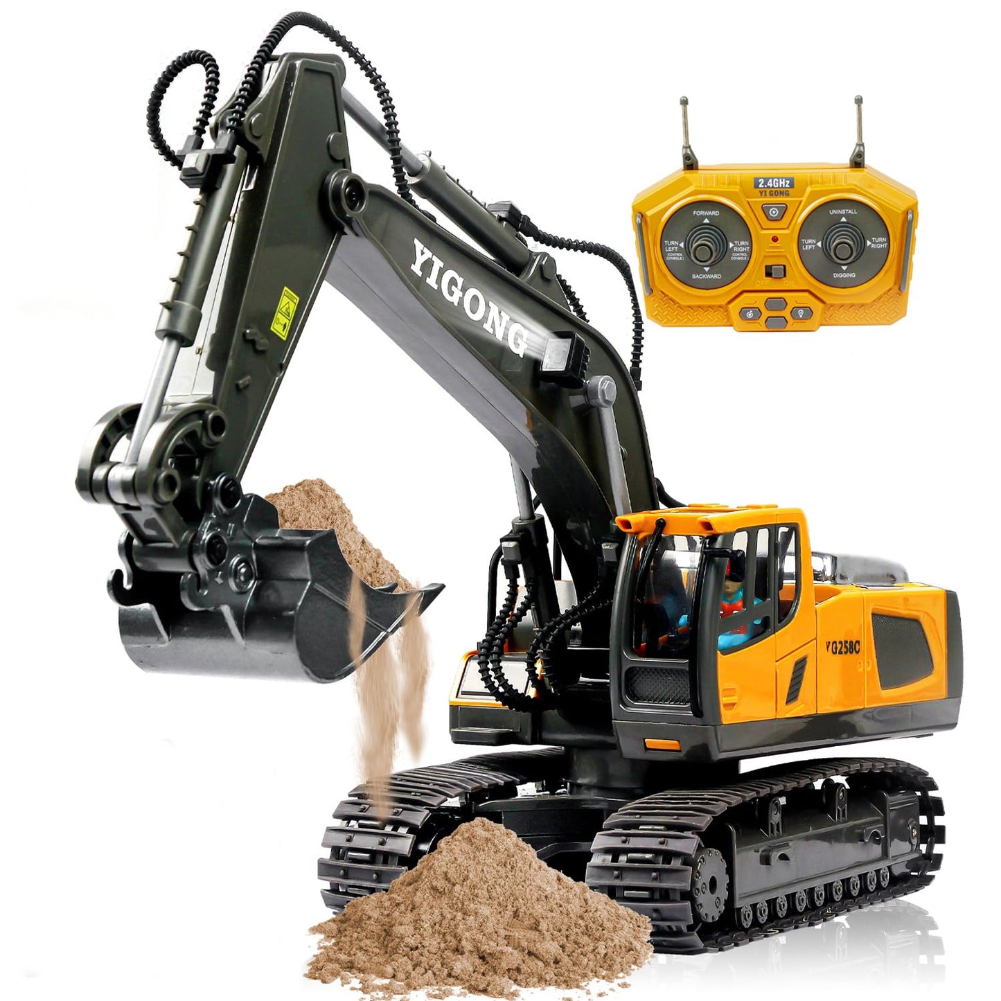 Remote Control Excavator Toy with Lights and Sounds