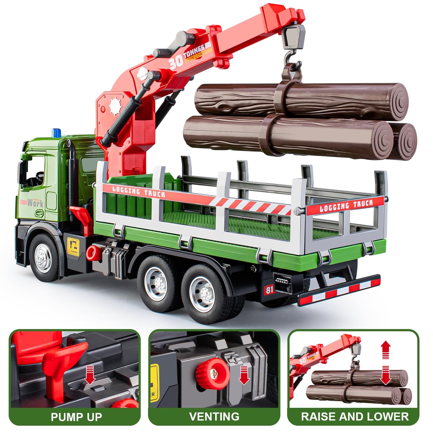 Friction Powered Timber Logging Truck Toy Set
