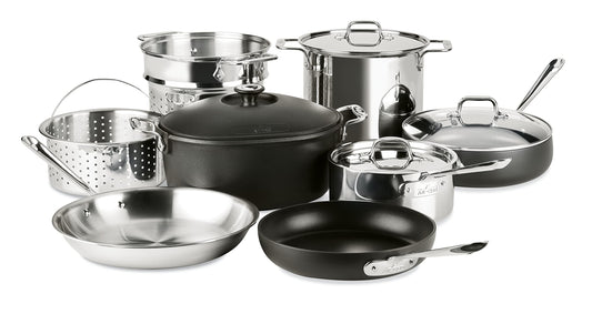 All-Clad Multi Material Cookware Set, 12-Piece, Silver and Black