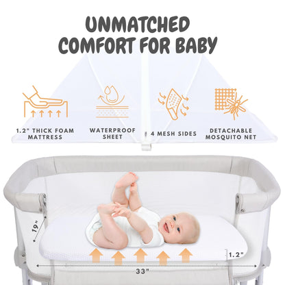 Baby Bassinet Bedside Sleeper with Adjustable Height
