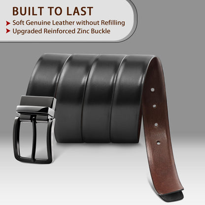 MILORDE Reversible Leather Belt for Men