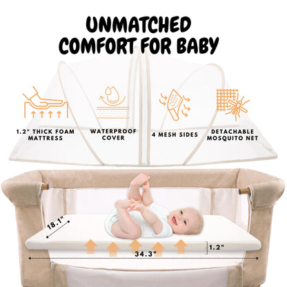 Convertible Baby Bassinet Bedside Sleeper with Wheels