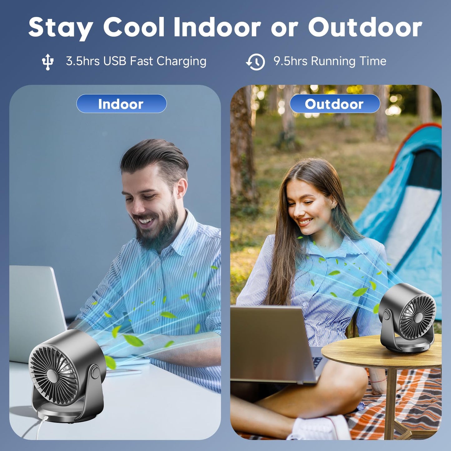 Quiet USB Wall-Mounted Fan with 100 Speeds