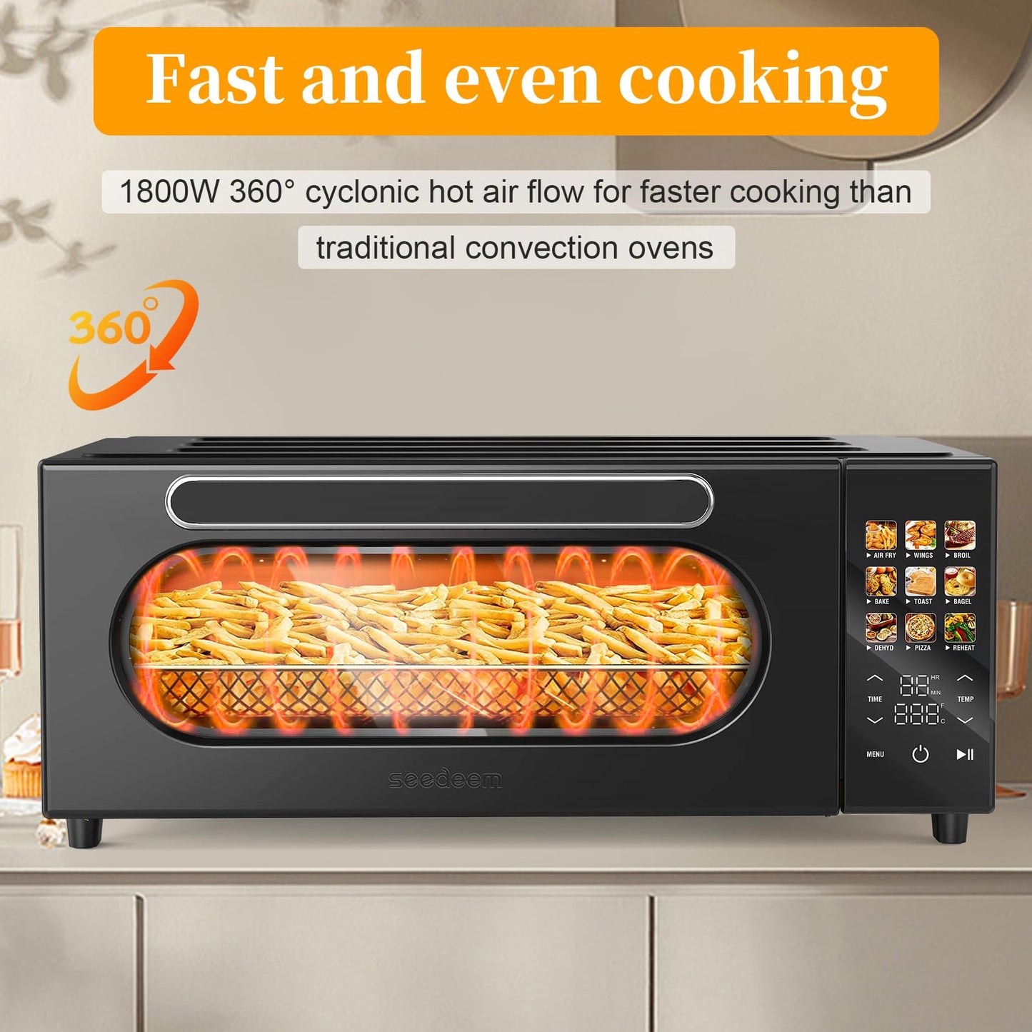 SEEDEEM 10-in-1 Convection Toaster Oven, 15L
