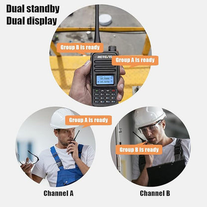 Retevis RT85 Walkie Talkies Long Range for Adults, Two Way Radios Long Range Rechargeable, High Power, Dual Band, 200 Channels, 1400 mAh Battery, Ham Radio for Camping Trekking Family (2 Pack)