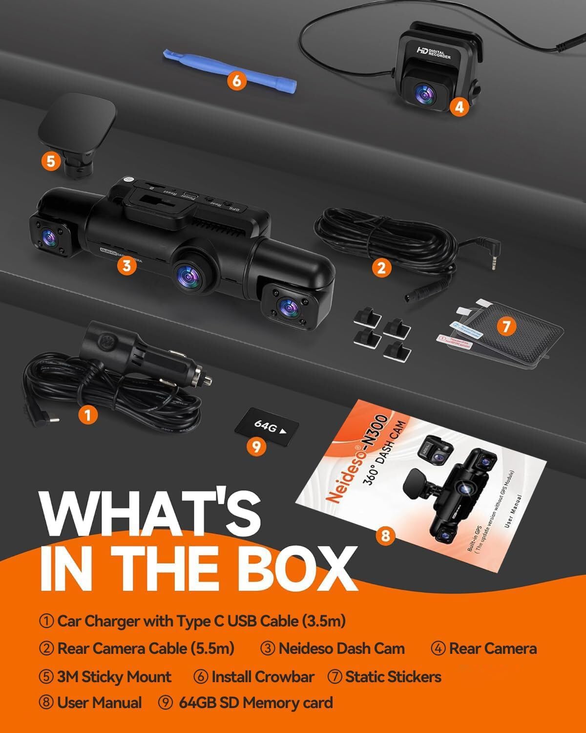 4-Channel FHD Dash Cam with Night Vision
