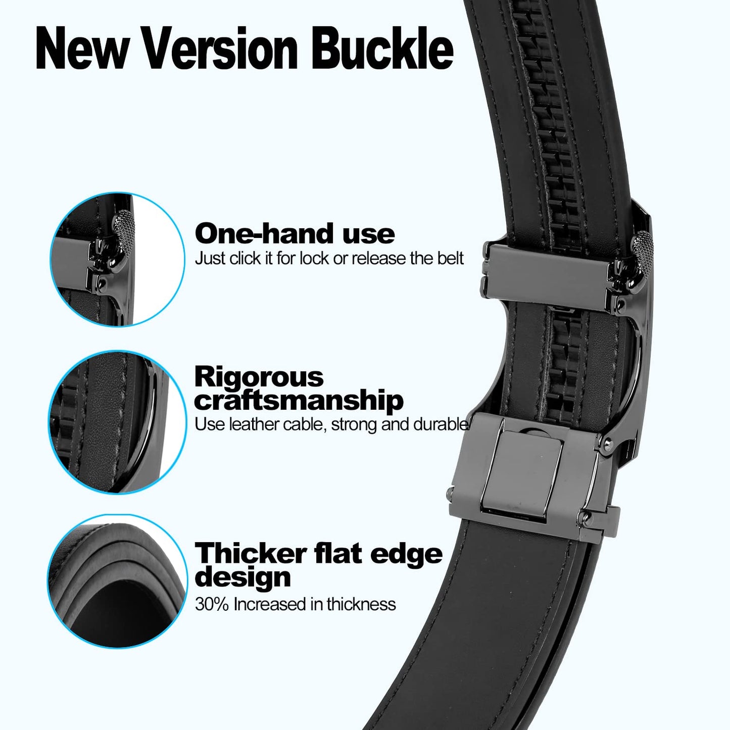 Drowsmen Belt men,leather ratchet belt 1 3/8" with Comfort Click Sliding Automatic Buckle in gift box, Adjustable belt Trim to Fit (Carbon Fiber H Belts, 32"-38" Waist Adjustable)