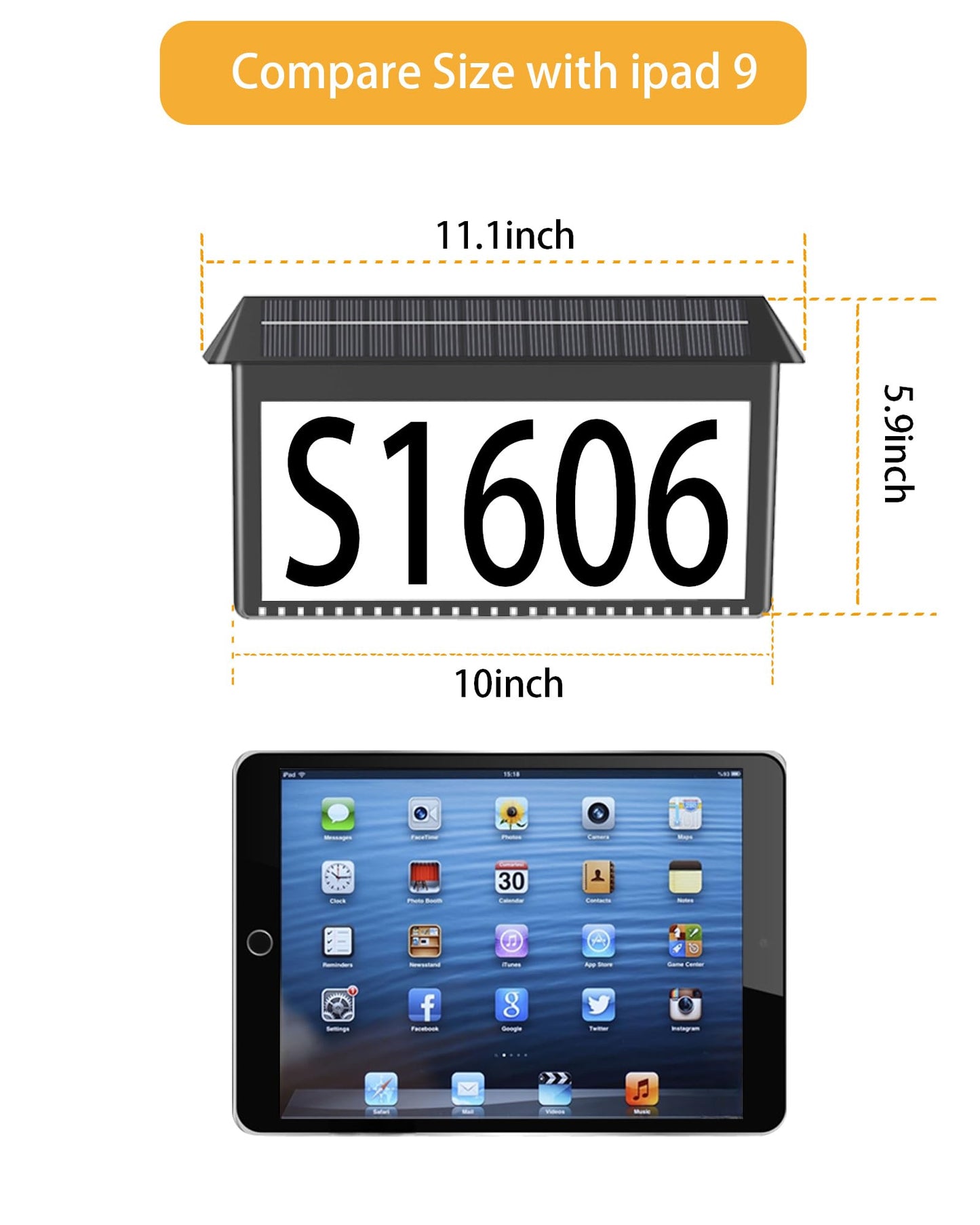 Solar LED House Number Sign for Outdoor Use