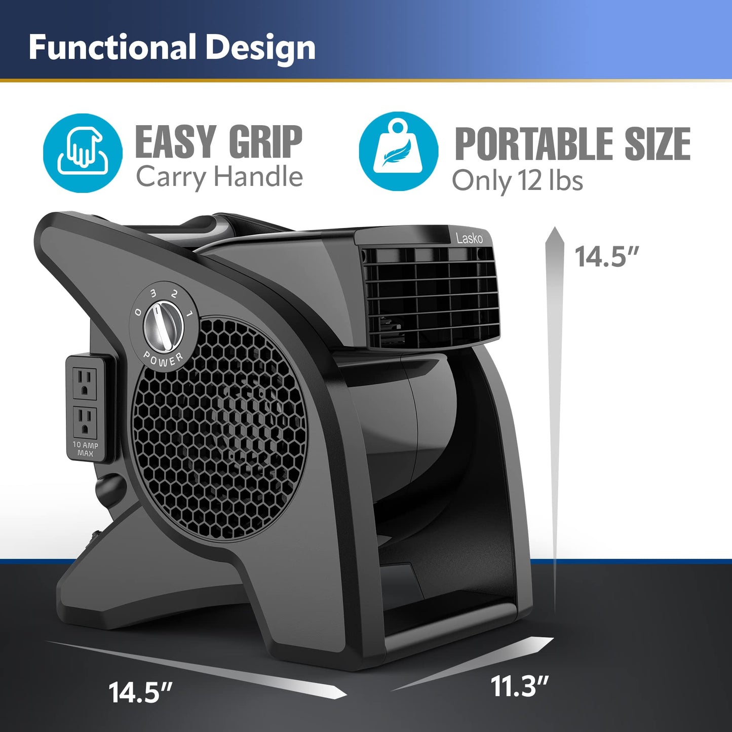 Lasko 15” High Velocity Utility Fan with 3 Speeds