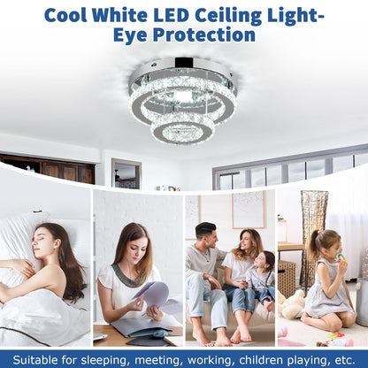 Modern Crystal LED Chandelier Flush Mount Light