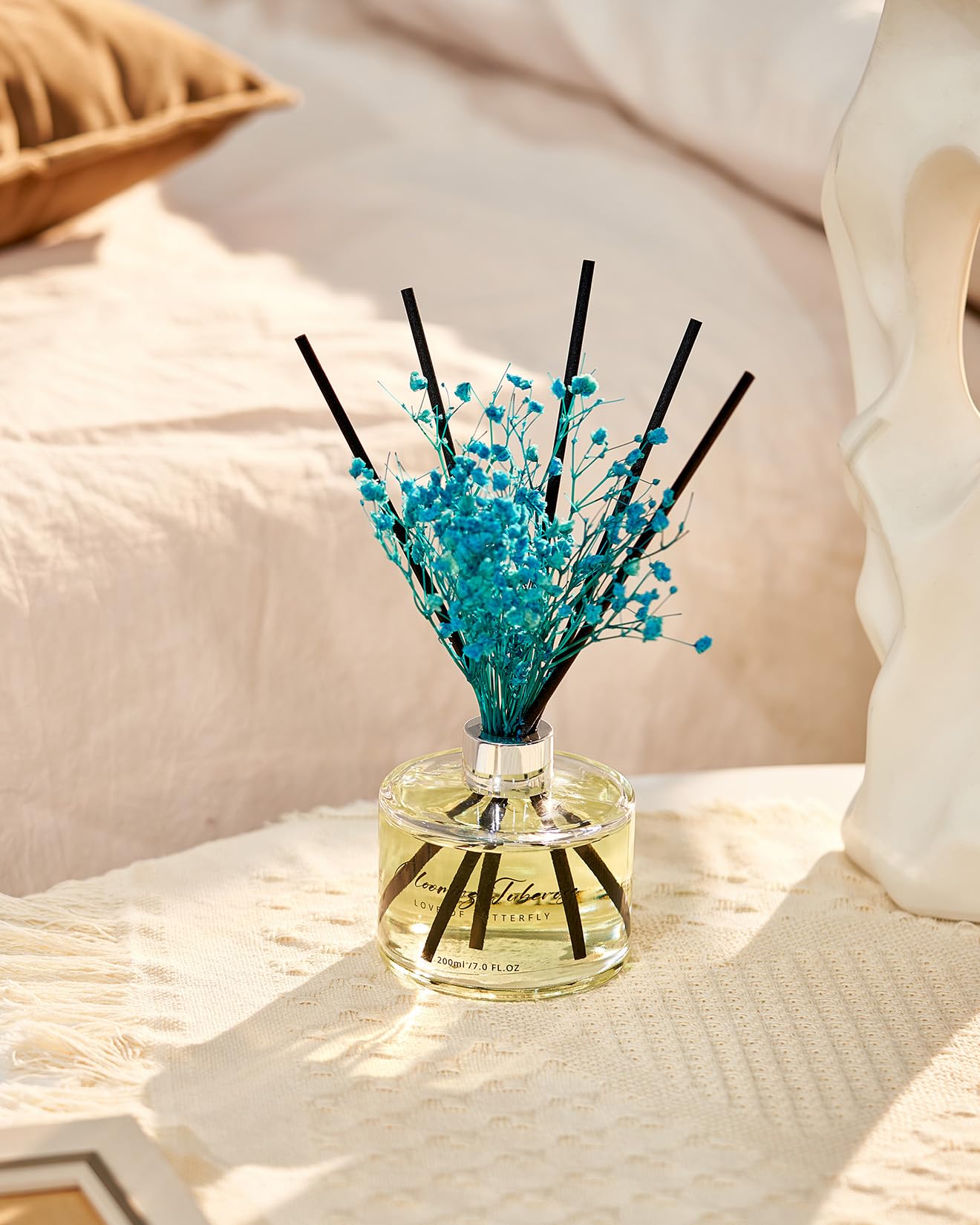 M&SENSE Blooming Tuberose Reed Diffuser Set with 7 Sticks | Baby's Breath Flower - 7.0oz Tuberose Scent, Fragrance Diffuser Flame Free for Home Décor Long Lasting Diffuser Room Fresheners for Home