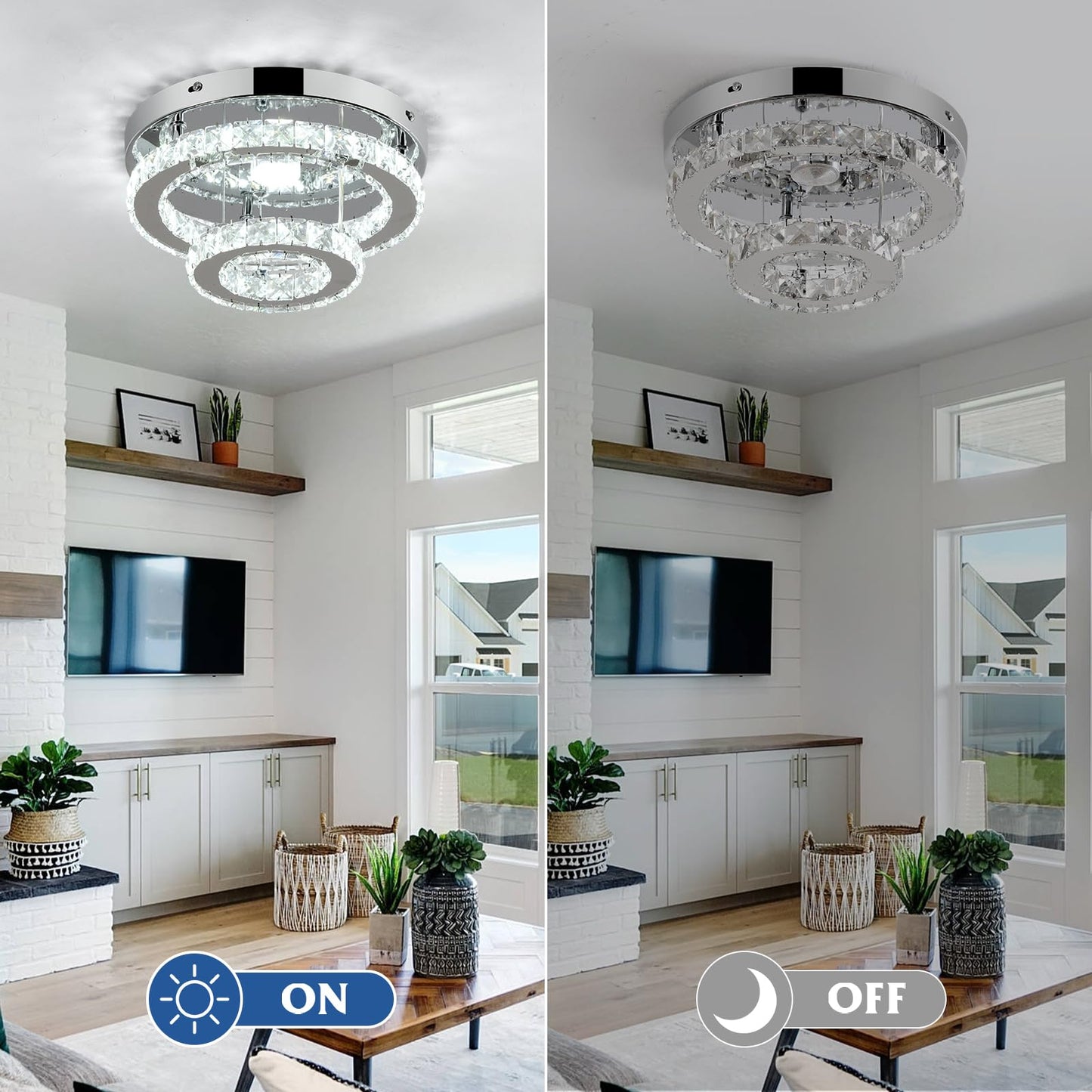 Modern Crystal LED Chandelier Flush Mount Light