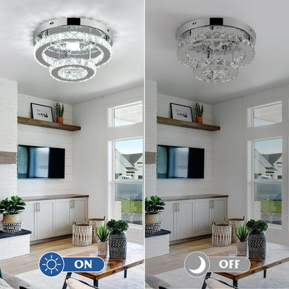 Modern Crystal LED Chandelier Flush Mount Light