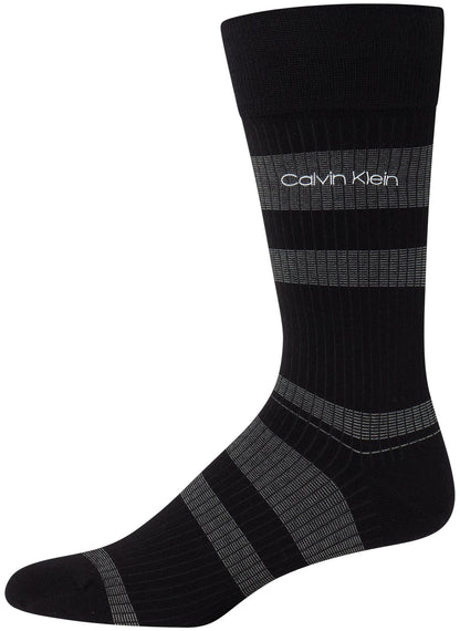 Calvin Klein Men's Dress Socks - Luxury and Egyptian Cotton Blend Dress Socks (2 Pair), Size 7-12, Black Stripe