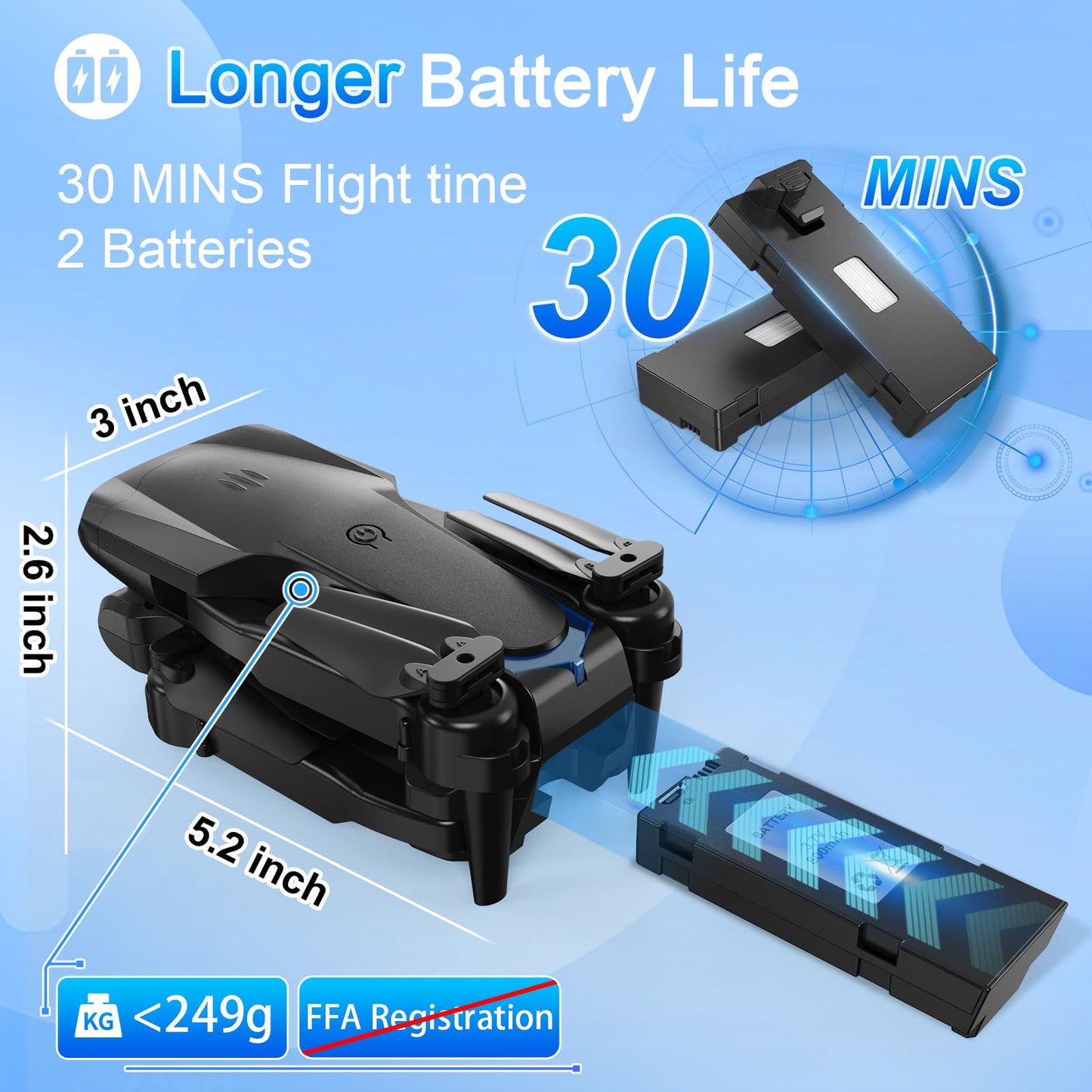1080P HD FPV Drone with 2 Batteries