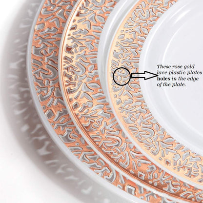 102 Pack Disposable Lace Design Plastic Plates