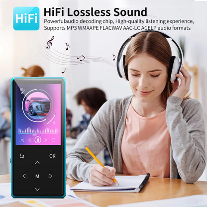 MP3 Player, 64GB MP3 Players Safuciiv MP3 with Bluetooth 5.3, 2.4 in Screen, Lossless Music Player, Support FM Recording, for Gym, Camping, Sports (Blue)