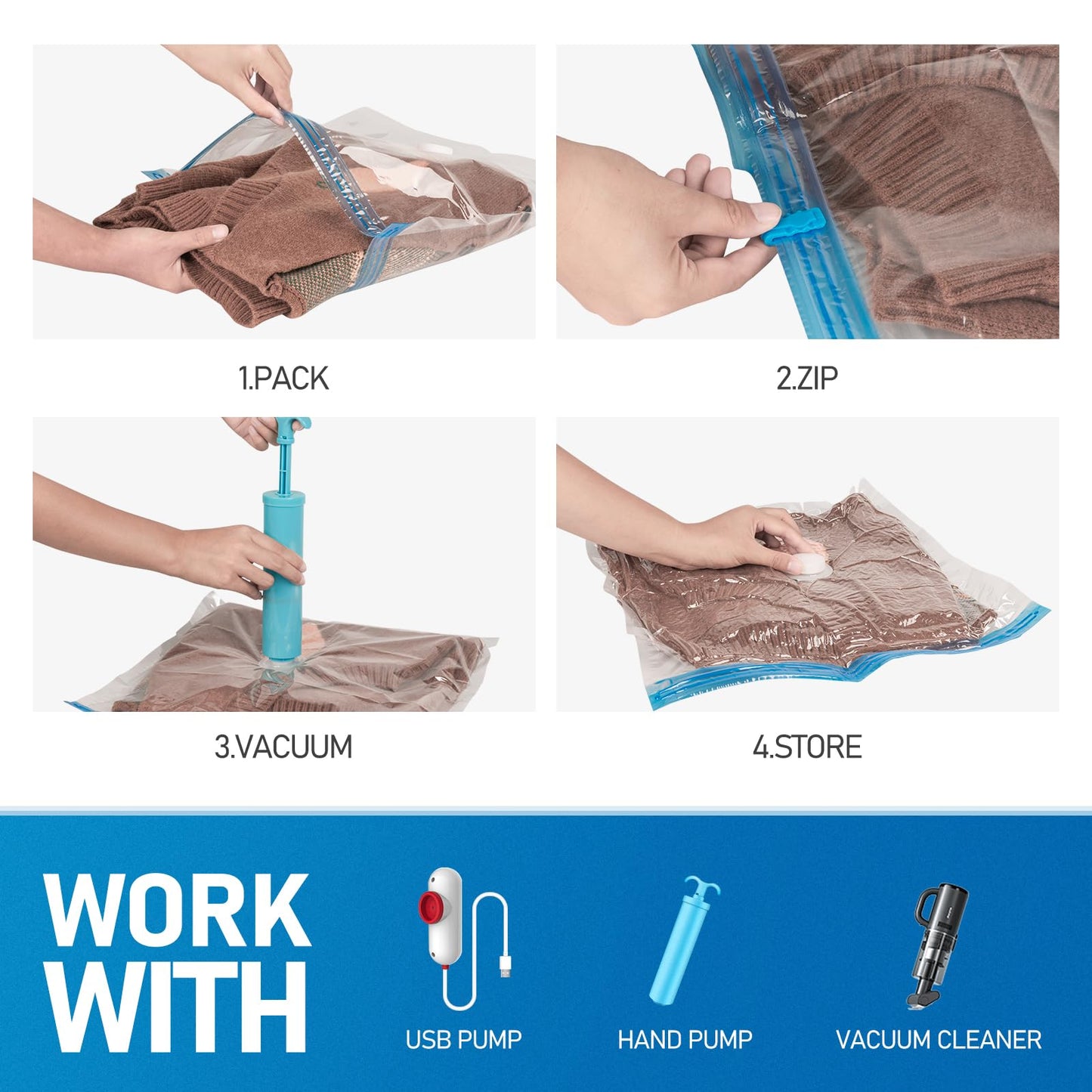 12 Pack VMstr Storage Bags with Hand Pump