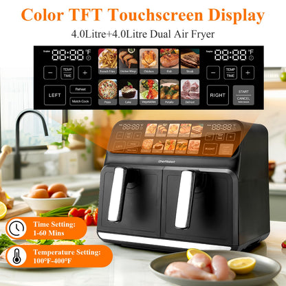ChefRobot 8QT Dual Air Fryer with TFT Screen