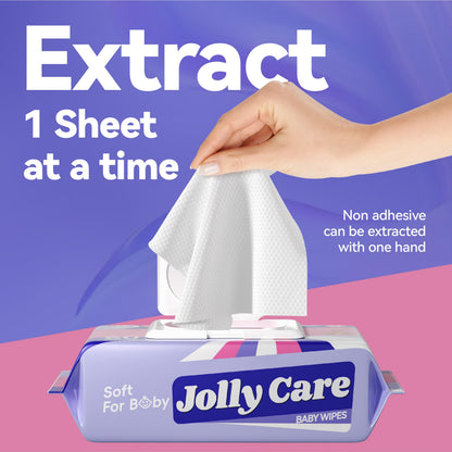 Jolly Care Hypoallergenic Baby Wipes, 240 Count