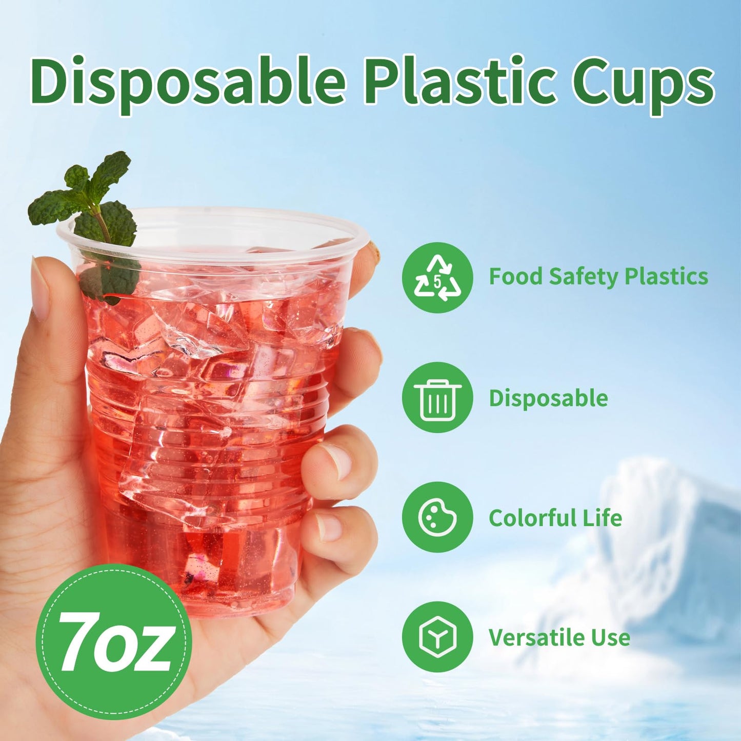 YEEHAW 100-Pack 7 oz Clear Plastic Cups