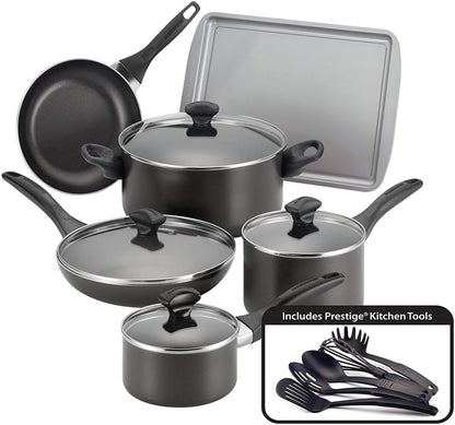 Farberware 15-Piece Nonstick Cookware Set, Black