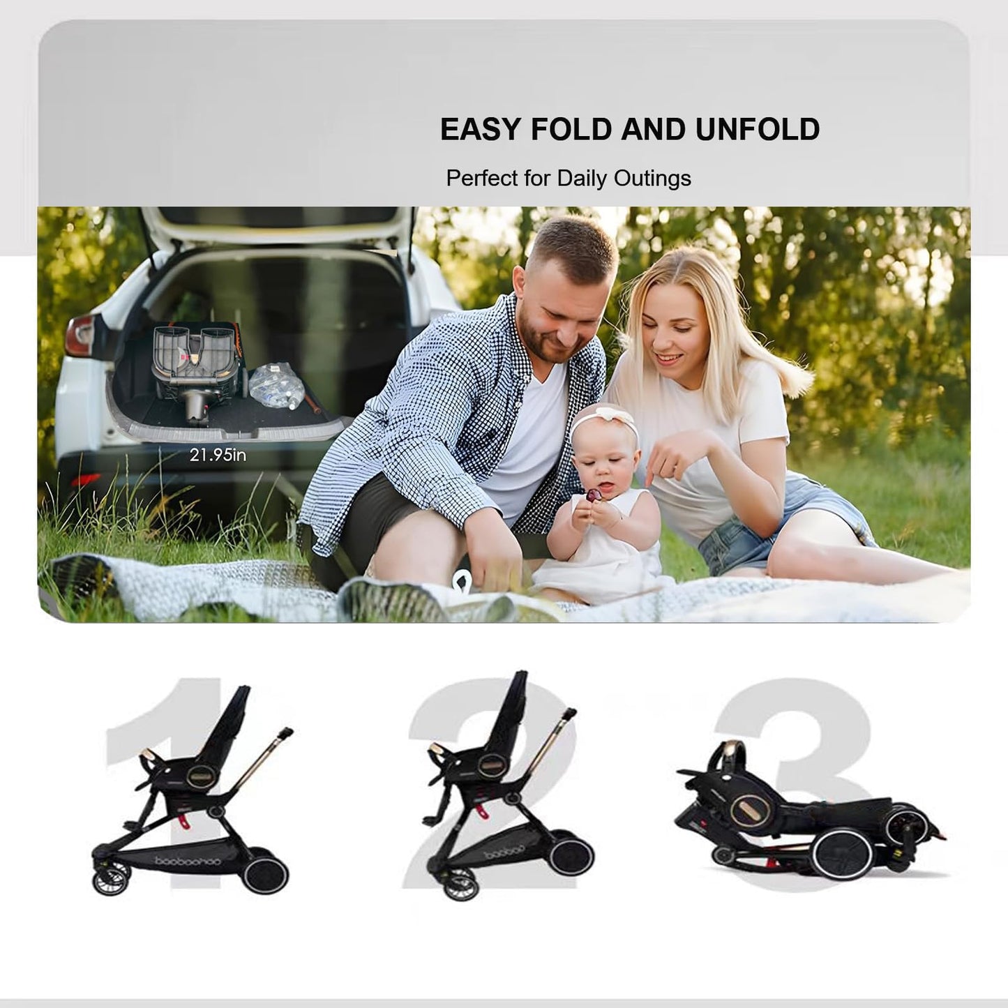 Lightweight 360° Rotatable Baby Stroller for Travel