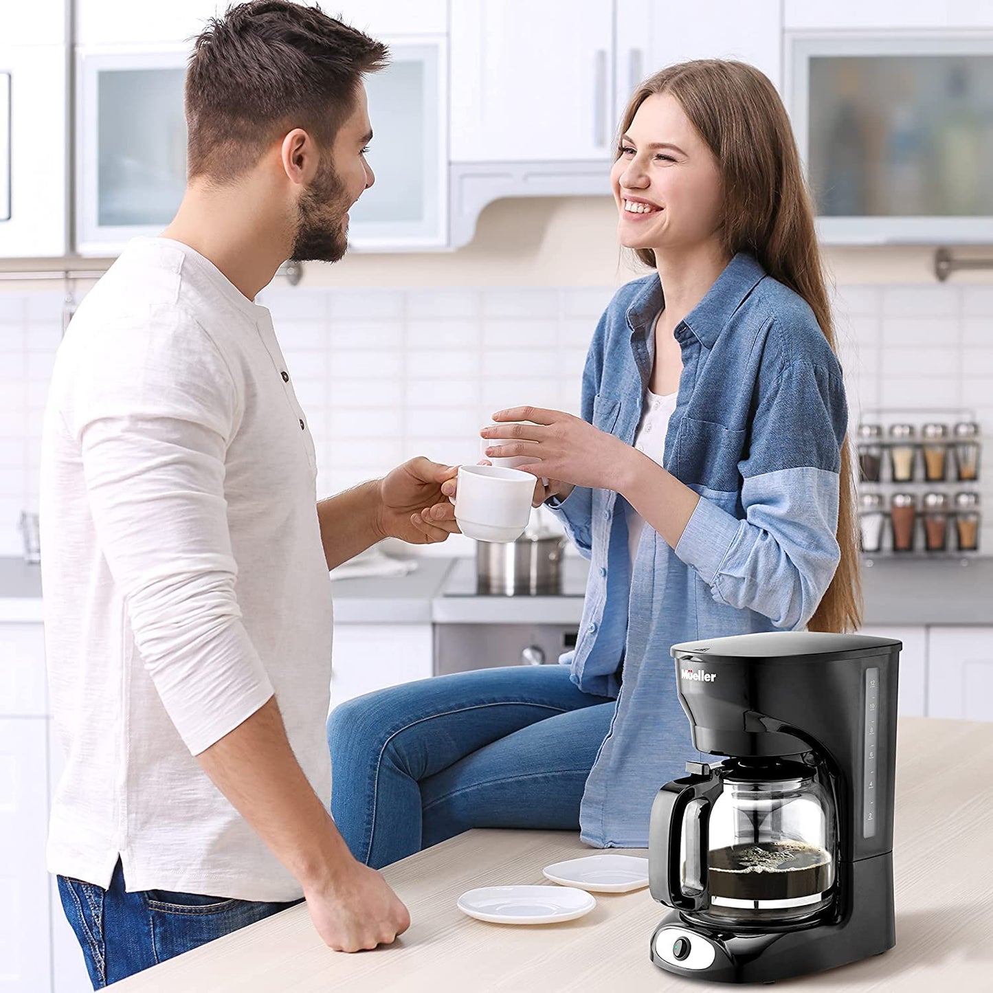 UPDATE: NOW $16.49! Mueller 12-Cup Drip Coffee Maker, Auto Keep Warm Function, Smart Anti-Drip System, with Durable Permanent Filter and Borosilicate Glass Carafe, Clear Water Level Window Coffee Machine