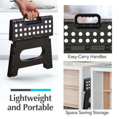 Handy Laundry - Folding Step Stool is Sturdy Enough to Support Adults and Safe Enough for Kids. Opens Easy with One Flip. Great for Kitchen, Bathroom or Bedroom. (Black)