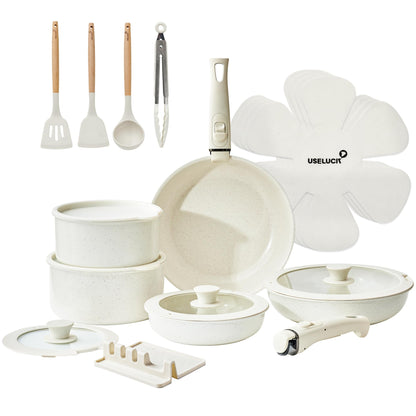 21-Piece Non-Stick Cookware Set with Removable Handles