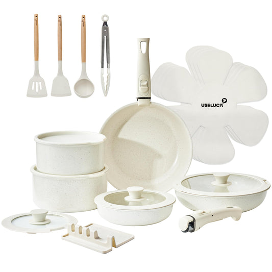 21-Piece Non-Stick Cookware Set with Removable Handles