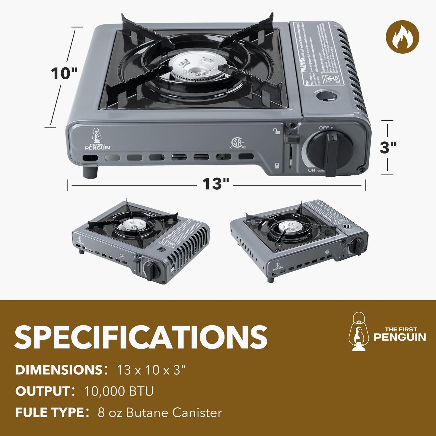 Portable Butane Camping Stove with Case - 10,000 BTU