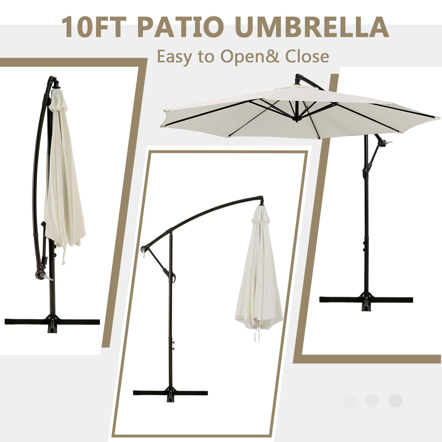 VECELO 10ft Offset Patio Umbrella