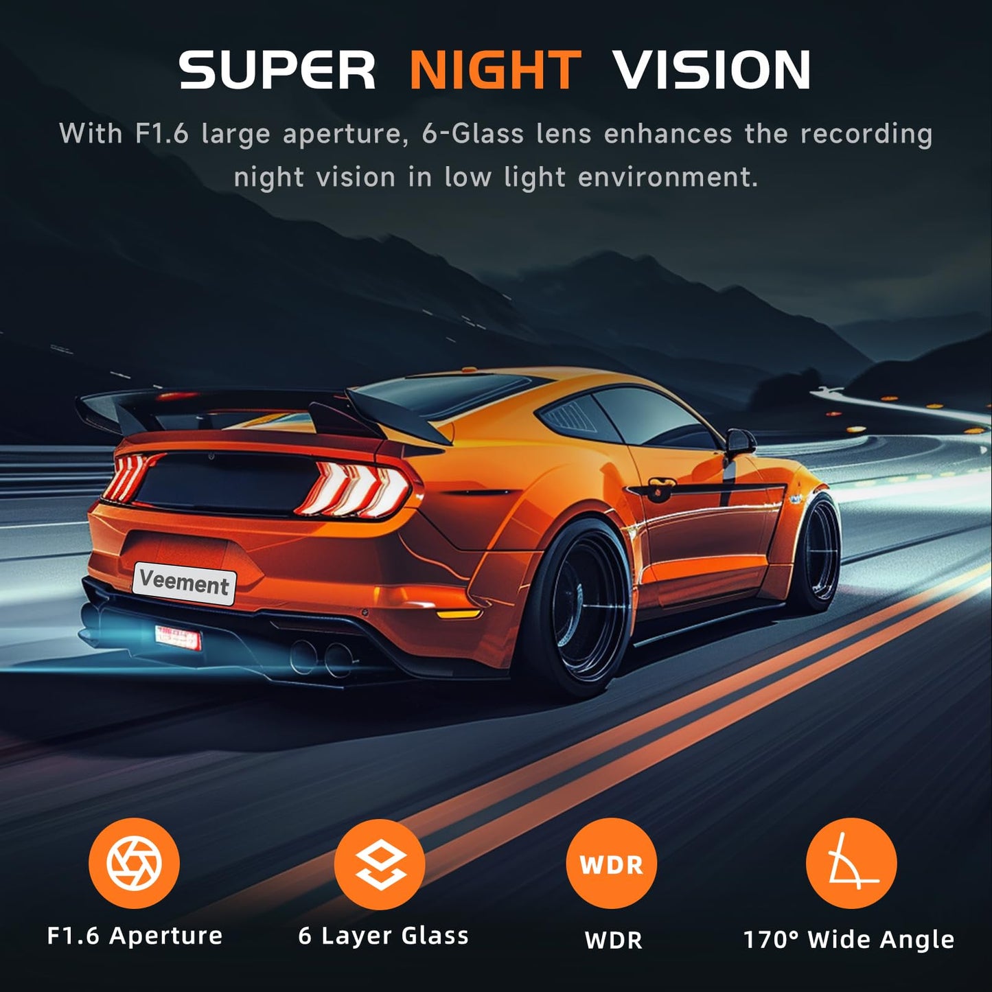 Dash Cam Front 2.5K: VEEMENT Mini Dash Cam for Cars, 1440P Car Camera with APP, WiFi Dash Cam with WDR Night Vision, 24 Hours Parking Monitor Dashcams, 160°Wide, G-Sensor