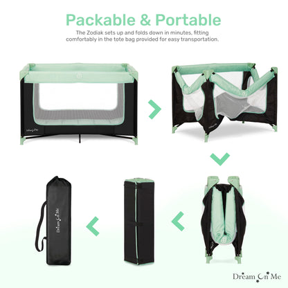 Dream On Me Zodiak Portable Baby Playard in Mint